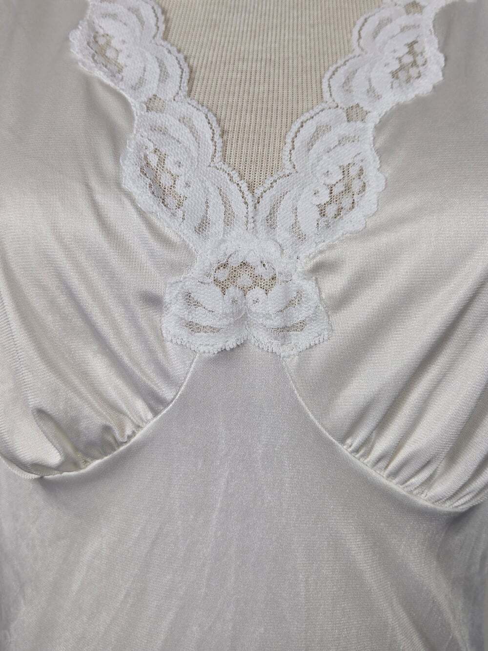 Vintage St Michael Marks & Spencer White Nylon Lace Slip Dress Nightgown 40 (L) - Picture 4 of 8